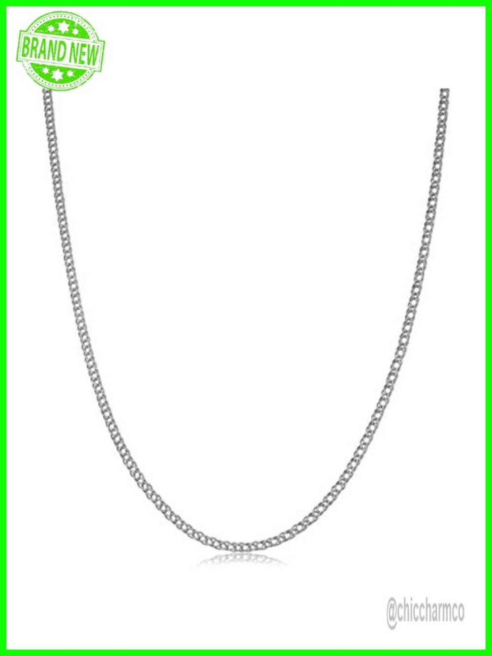14k White Gold 2mm Diamond Weave Chain Necklace 18 in